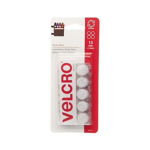 VELCRO Brand 90070 Fastener, 5/8 in W, Nylon, White, Rubber Adhesive