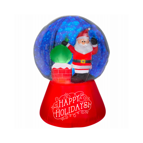 Gemmy 114690 Inflatable Santa Snow Globe, Projection Snowflurry LED Lights, 66-In.