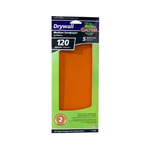 Drywall Sandpaper, 120-Grit, 4.25 x 11.25-In - pack of 5