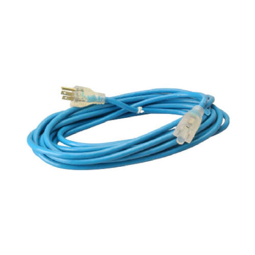 Master Electrician 02367-06ME All-Weather Extension Cord, 16/3 SJTW, Blue, Lighted End, 25-Ft.