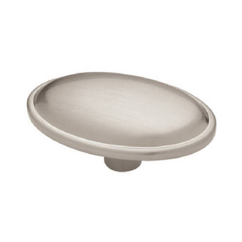Cabinet Knob, Brushed Satin Nickel, 1-3/4 x 1-1/16-In. Oval