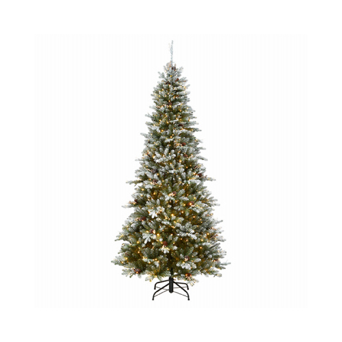 NATIONAL TREE CO-IMPORT PEMG3-D18-75 Feel Real Artificial Pre-Lit Christmas Tree, Snowy Morgan Spruce, 700 Dual LED Lights, 7-1/2-Ft.
