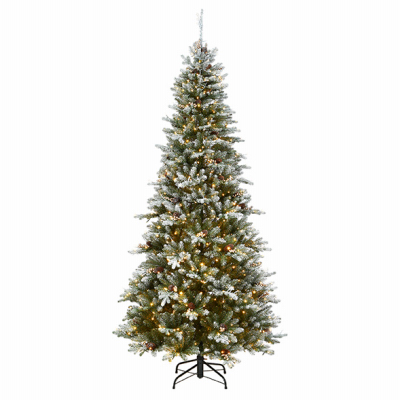 NATIONAL TREE CO-IMPORT PEMG3-D18-75 Feel Real Artificial Pre-Lit Christmas Tree, Snowy Morgan Spruce, 700 Dual LED Lights, 7-1/2-Ft.