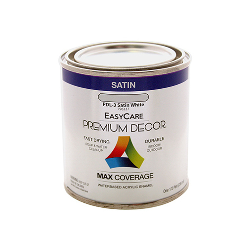 Premium Decor White Satin Enamel Paint, 1/2-Pt.