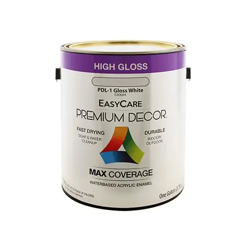 Premium Decor High-Gloss Enamel, Water-Based, White, 1-Gallon