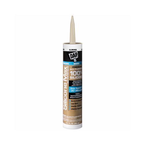 Silicone Max Premium Sealant, 100% Silicone, Almond, 10.1-oz.