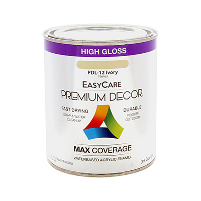 TRUE VALUE MFG COMPANY PDL12-QT Premium Decor Ivory Gloss Enamel Paint, Qt.