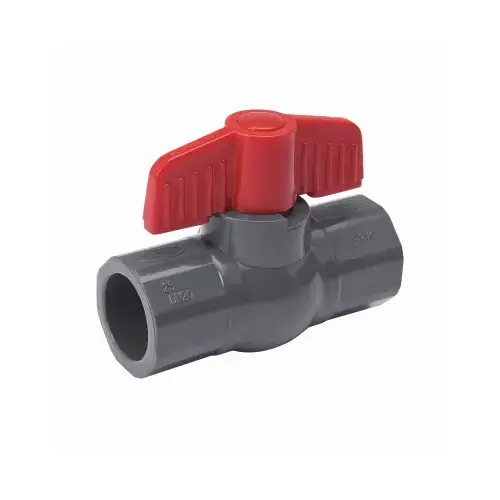 Ball Valve, 3/4 in Connection, Compression, 150 psi Pressure, PVC Body Gray