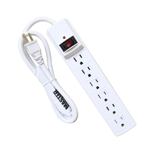 6-Outlet Surge Protector, 510 Joules, White