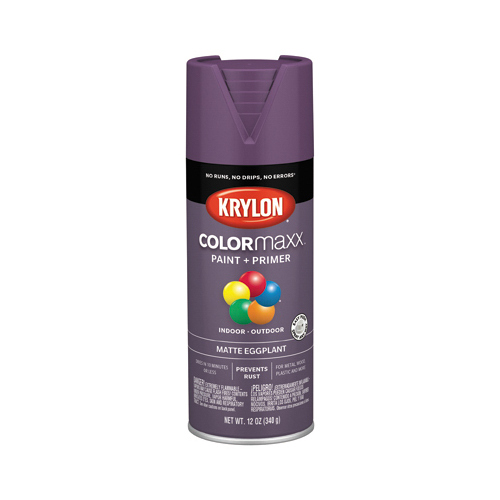 COLORmaxx Spray Paint, Matte, Eggplant, 12 oz, Aerosol Can