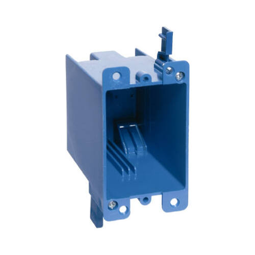 Outlet Box, 1 -Gang, PVC, Blue, Clamp Mounting