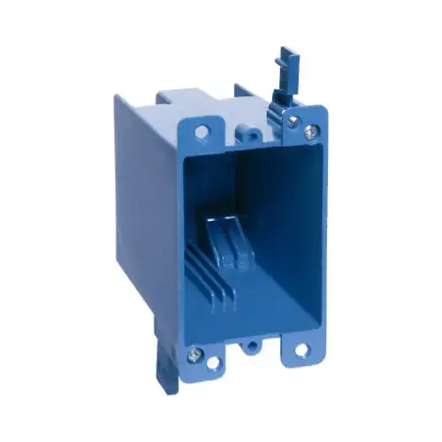 Outlet Box, 1 -Gang, PVC, Blue, Clamp Mounting