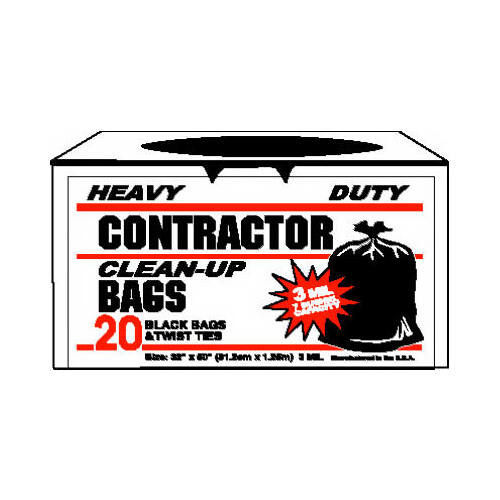 Heavy Duty Contractor Garbage/Refuse Bag, 20-Ct.