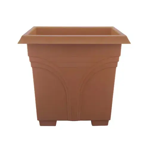 Southern Patio DP1510LT Medallion Deck Box Planter, Light Terra Cotta Plastic, 15-In.