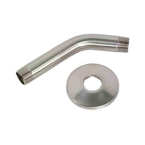 Master Plumber 543-197 6-Inch Brushed Nickel Shower Arm With Flange