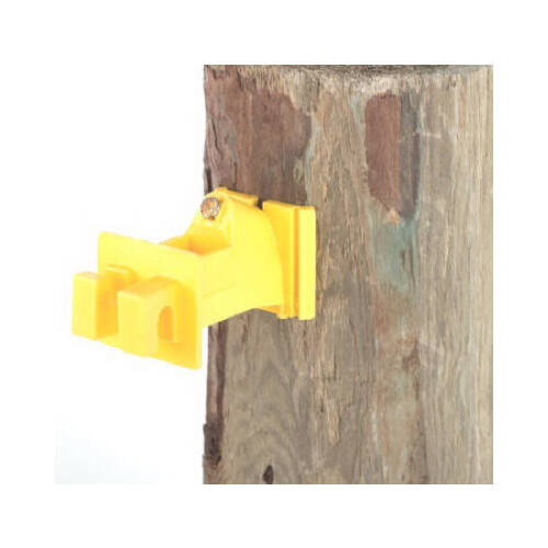 Electric Fence Insulator, Snug-Fit on Wood Post, With Nail, Yellow 25-Pk.