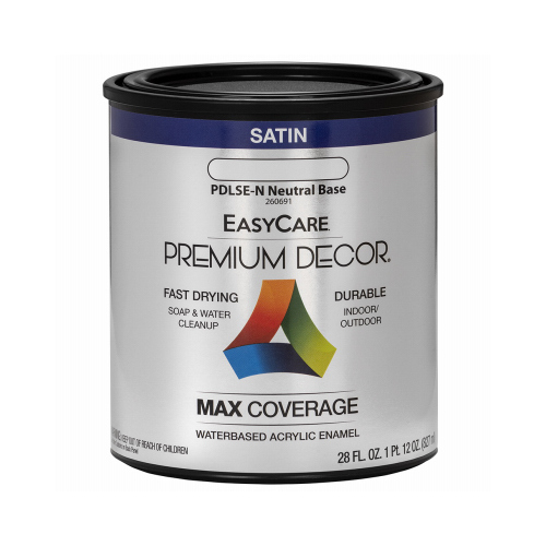 Premium Decor Acrylic Paint, Neutral Base Satin, 1-Qt.