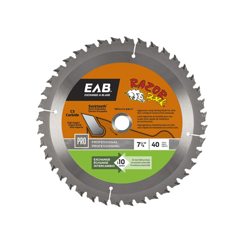 Circular Saw Blade, Razor Back, 40-Tooth x 7-1/4-In.