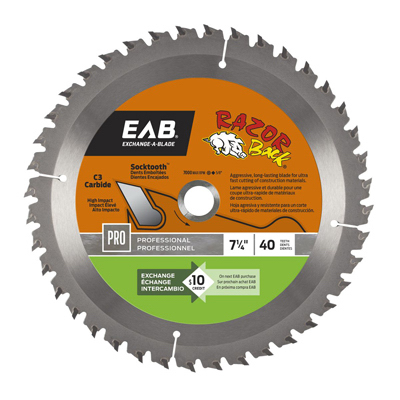 Exchange-A-Blade 1016442 Circular Saw Blade, Razor Back, 40-Tooth x 7-1/4-In.