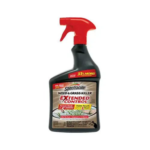 Weed and Grass Killer, Liquid, Spray Application, 32 oz Amber