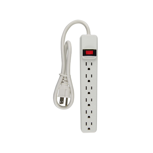6-Outlet Power Strip, White - pack of 8