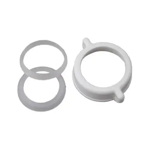 Slip Joint Nut & Washer, White Plastic, 1.25 or 1.5-In. Tube