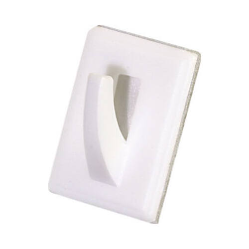 Utility Hook, Adhesive, White, 2 x 2-In
