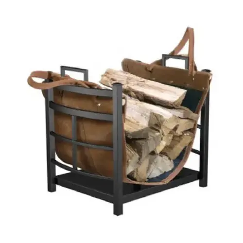 Log Bin With Synthetic Leather Log Carrier