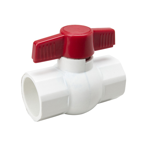 B&K 107-635HC 107-635HC Ball Valve, 1 in Connection, Compression, 150 psi Pressure, Manual Actuator, PVC Body White