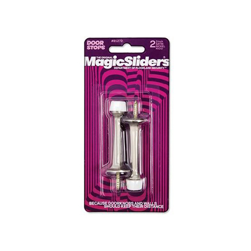 MAGIC SLIDERS L P 81272 Door Stop, Rigid, Satin Nickel, 3-In Pair