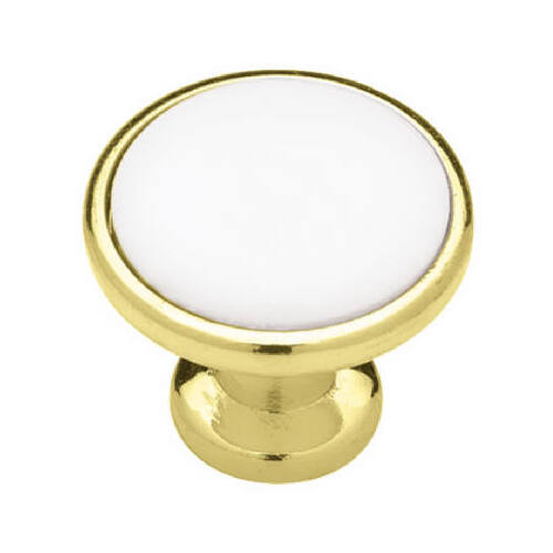 1.25-In. Brass/ White Cabinet Knob