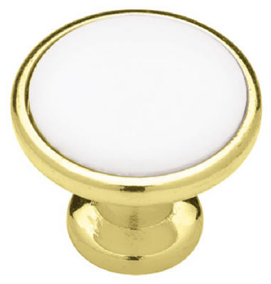 Liberty Hardware P50162H-PBW-C5 1.25-In. Brass/ White Cabinet Knob