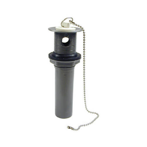 PVC Pull-Out Plug With Chain & Stopper, 1-1/4 x 5-In.