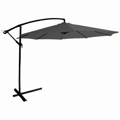 J&J GLOBAL LLC 251025 Offset Patio Umbrella, Aluminum Pole, Charcoal Gray Fabric, 11.5-Ft.