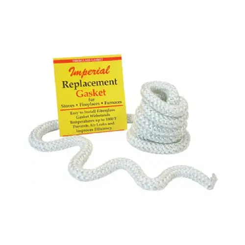 Gasket Rope, 6 ft L, 1 in W, Fiberglass White