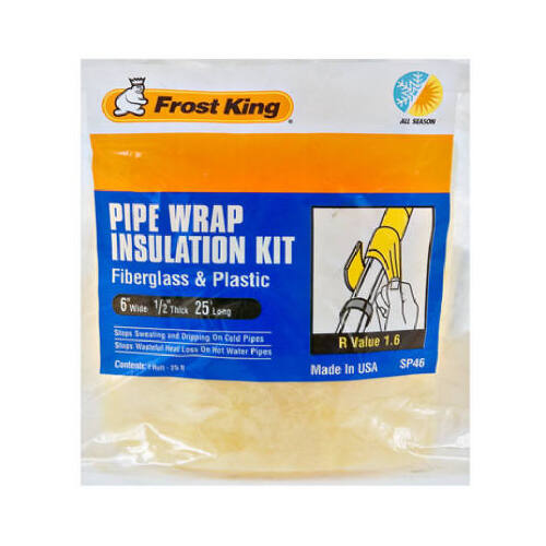 Thermwell Products SP46 Pipe Wrap Kit, 25 ft L, 6 in W, 1/2 in Thick ...