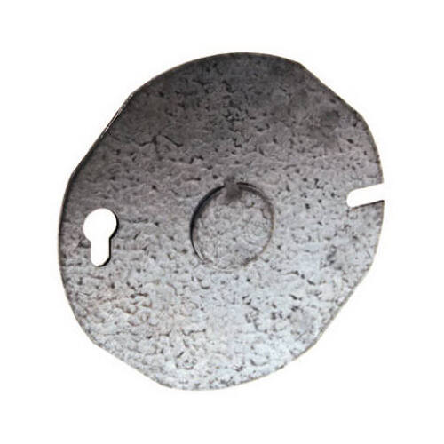 3RBCK Cover Plate, 3-1/2 in Dia, 3-1/2 in W, Round, Steel, Gray, Galvanized