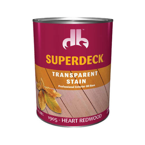 Duckback DB0019053-14 Exterior Transparent Oil Stain/Sealer, Low VOC, Heat Redwood, 1-Qt.