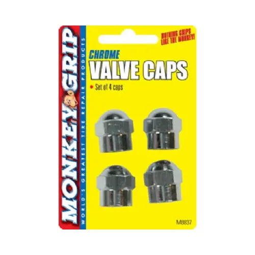 Hex Valved Caps, Chrome - pack of 4