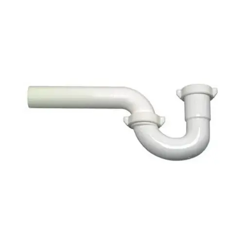 Lavatory Wall Drain P Trap, White Plastic, 1.25-In. O.D.