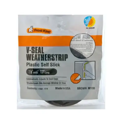 V-Seal Weatherstrip Tape, Brown, 7/8-In. x 17-Ft.