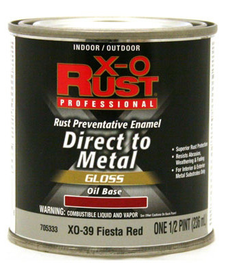 TRUE VALUE MFG COMPANY XO39-HP Premium Ant-Rust Oil-Base Enamel, Fiesta Red Gloss, 1/2-Pt.