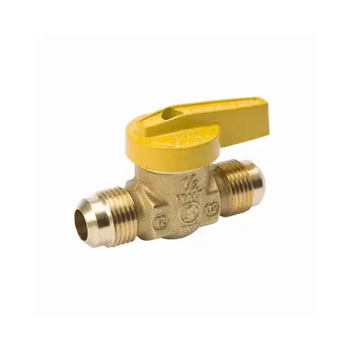 Gas Ball Valve, Brass, Flare x Flare, Brass, 3/8 x 3/8-In.