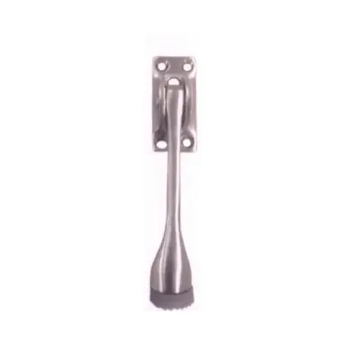 Tell Manufacturing DT100007 Door Holder, 4 in L, 4-1/8 in H, Brass/Rubber, Satin Chrome