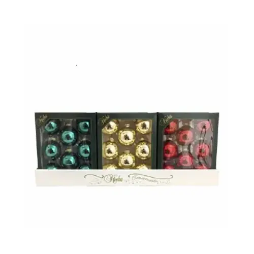 CHRISTMAS BY KREBS CBK011002A-XCP12 Glass Christmas Ornament, Traditional Colors, 2-5/8-In - pack of 96