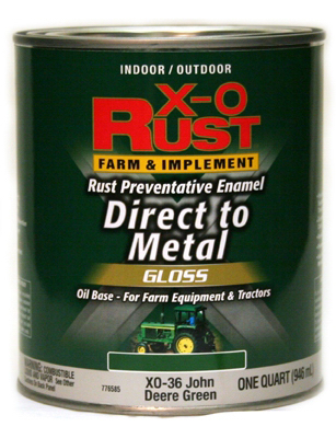 TRUE VALUE MFG COMPANY XO36-QT Farm & Implement Enamel Paint, Grass Green, Interior/Exterior, 1-Qt.