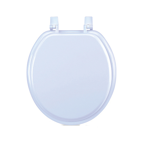 White Wood Molded Toilet Seat, Round, 17-In.