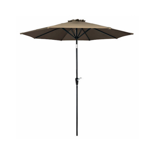 J&J GLOBAL LLC 251013 Patio Market Umbrella, Crank Open/Tilt, Steel Pole, Taupe Fabric, 9-Ft.