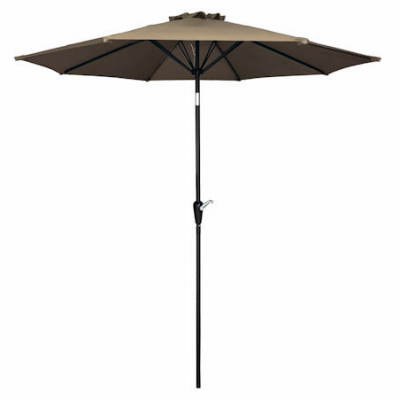 J&J GLOBAL LLC 251013 Patio Market Umbrella, Crank Open/Tilt, Steel Pole, Taupe Fabric, 9-Ft.