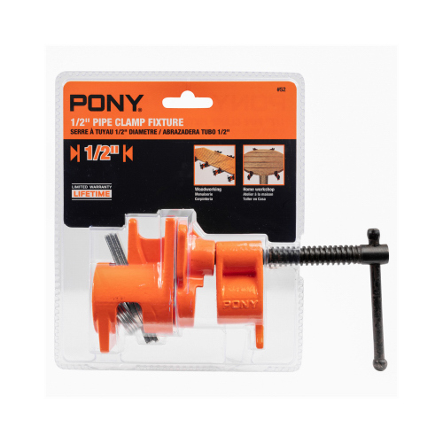 Pony 52 Fixture, Clamping Range: 1/2 in, Sliding-Pin Handle, Cast Iron, Enamel, Black/Orange